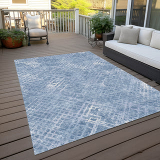 Piper Looms Chantille Squares ACN825 Sky Machine Washable Area Rug Outdoor Lifestyle Image Feature
