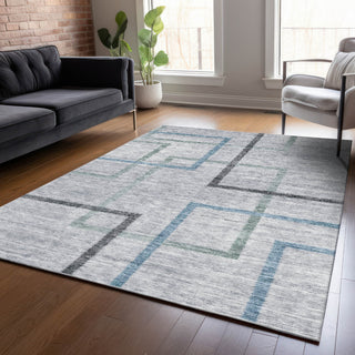 Piper Looms Chantille Geometric ACN826 Gray Machine Washable Area Rug Lifestyle Image Feature