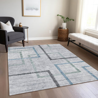 Piper Looms Chantille Geometric ACN826 Gray Machine Washable Area Rug Lifestyle Image Feature