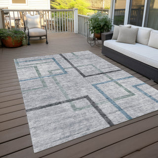 Piper Looms Chantille Geometric ACN826 Gray Machine Washable Area Rug Outdoor Lifestyle Image Feature
