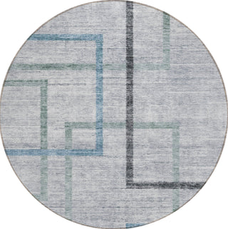 Piper Looms Chantille Geometric ACN826 Gray Machine Washable Area Rug Round Main Image