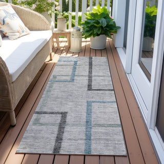 Piper Looms Chantille Geometric ACN826 Gray Machine Washable Area Rug Runner Outdoor Lifestyle Image Feature
