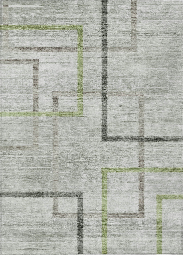 Piper Looms Chantille Geometric ACN826 Green Machine Washable Area Rug main image