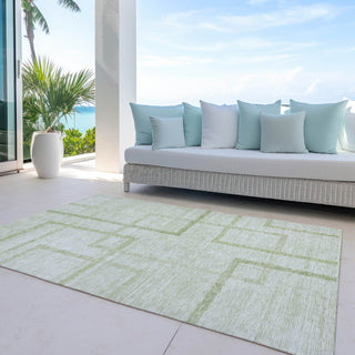 Piper Looms Chantille Geometric ACN827 Aloe Machine Washable Area Rug Outdoor Lifestyle Image Feature