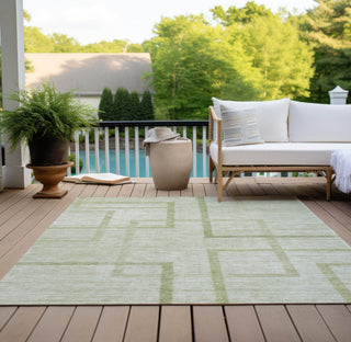 Piper Looms Chantille Geometric ACN827 Aloe Machine Washable Area Rug Outdoor Lifestyle Image Feature