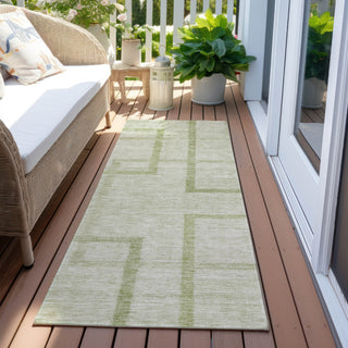 Piper Looms Chantille Geometric ACN827 Aloe Machine Washable Area Rug Runner Outdoor Lifestyle Image Feature