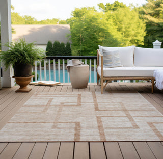 Piper Looms Chantille Geometric ACN827 Coral Machine Washable Area Rug Outdoor Lifestyle Image Feature