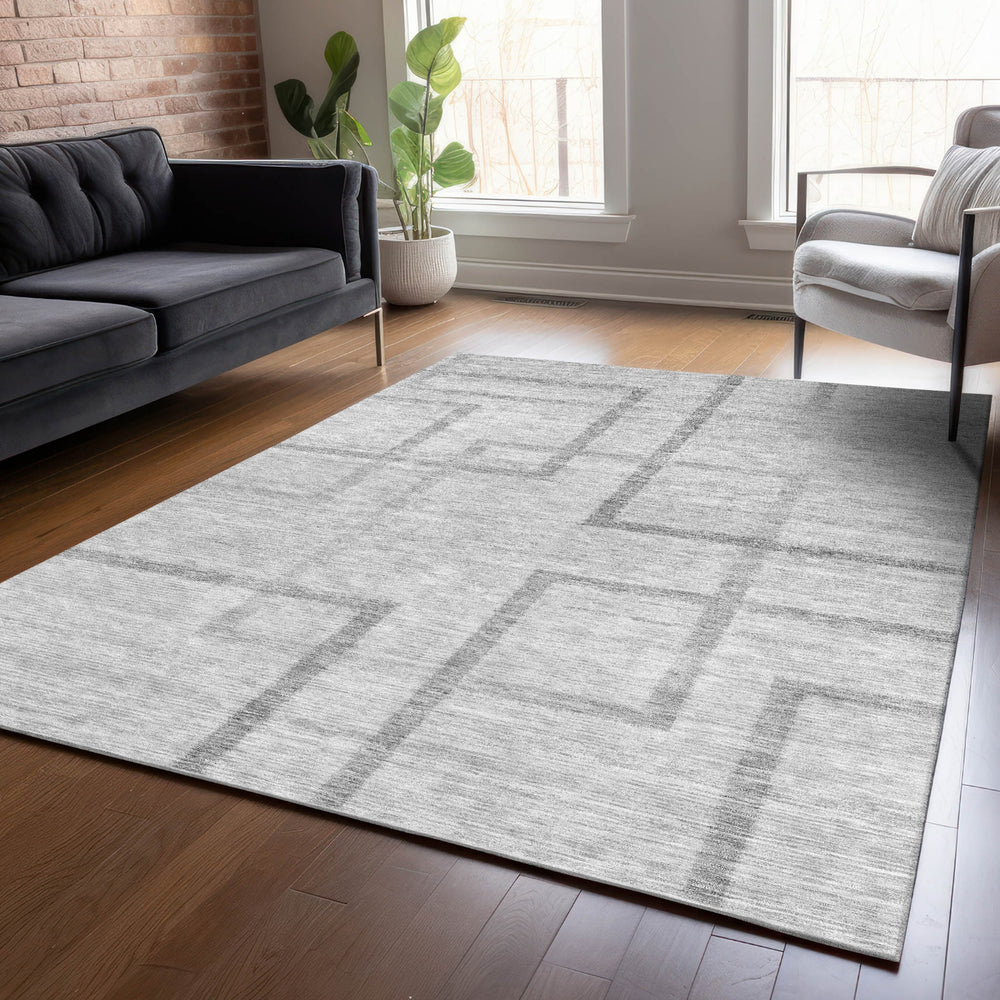 Piper Looms Chantille Geometric ACN827 Gray Machine Washable Area Rug Lifestyle Image Feature