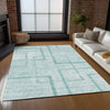 Piper Looms Chantille Geometric ACN827 Teal Machine Washable Area Rug Lifestyle Image Feature