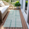 Piper Looms Chantille Geometric ACN827 Teal Machine Washable Area Rug Runner Outdoor Lifestyle Image Feature