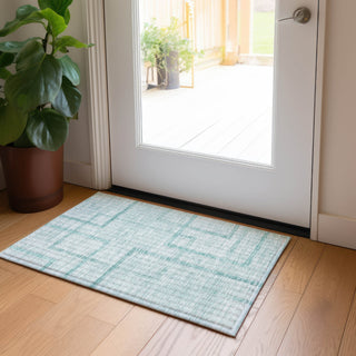 Piper Looms Chantille Geometric ACN827 Teal Machine Washable Area Rug Scatter Lifestyle Image Feature