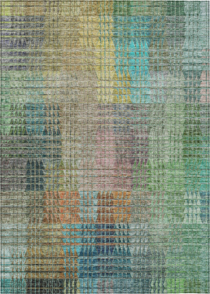 Piper Looms Chantille Triangles ACN828 Green Machine Washable Area Rug main image