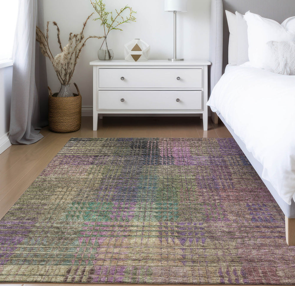 Piper Looms Chantille Triangles ACN828 Plum Machine Washable Area Rug Lifestyle Image Feature
