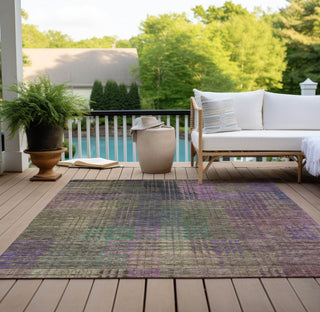 Piper Looms Chantille Triangles ACN828 Plum Machine Washable Area Rug Outdoor Lifestyle Image Feature