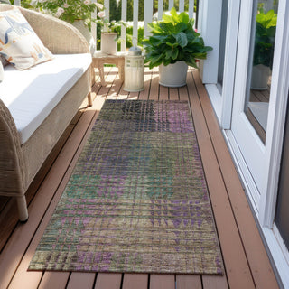 Piper Looms Chantille Triangles ACN828 Plum Machine Washable Area Rug Runner Outdoor Lifestyle Image Feature