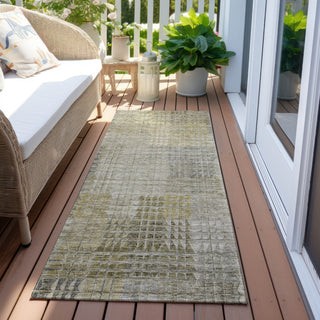 Piper Looms Chantille Triangles ACN828 Taupe Machine Washable Area Rug Runner Outdoor Lifestyle Image Feature