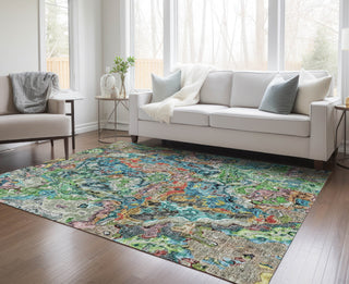Piper Looms Chantille Abstract ACN829 Blue Machine Washable Area Rug Lifestyle Image Feature