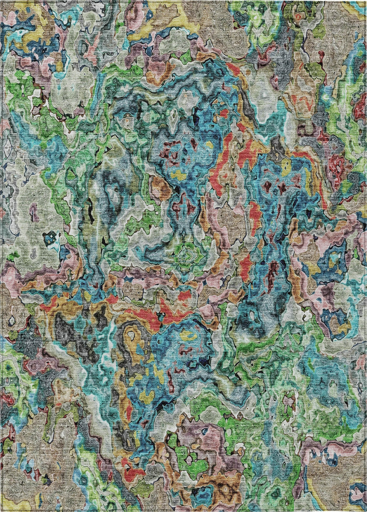 Piper Looms Chantille Abstract ACN829 Blue Machine Washable Area Rug main image