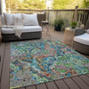 Piper Looms Chantille Abstract ACN829 Blue Machine Washable Area Rug Outdoor Lifestyle Image Feature