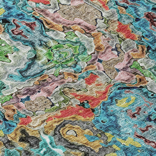 Piper Looms Chantille Abstract ACN829 Blue Machine Washable Area Rug Swatch Image