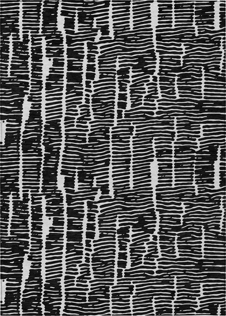 Piper Looms Chantille Lines ACN830 Black Machine Washable Area Rug main image