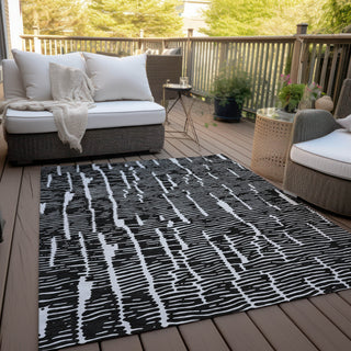 Piper Looms Chantille Lines ACN830 Black Machine Washable Area Rug Outdoor Lifestyle Image Feature