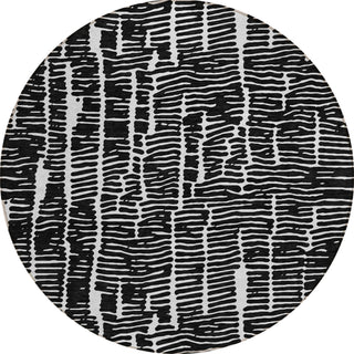 Piper Looms Chantille Lines ACN830 Black Machine Washable Area Rug Round Main Image