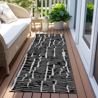Piper Looms Chantille Lines ACN830 Black Machine Washable Area Rug Runner Outdoor Lifestyle Image Feature