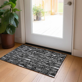 Piper Looms Chantille Lines ACN830 Black Machine Washable Area Rug Scatter Lifestyle Image Feature