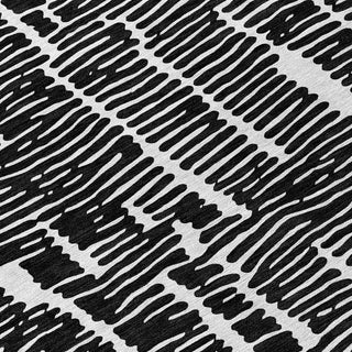 Piper Looms Chantille Lines ACN830 Black Machine Washable Area Rug Swatch Image