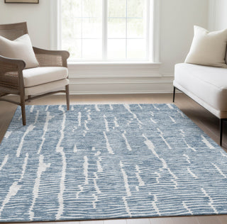 Piper Looms Chantille Lines ACN830 Blue Machine Washable Area Rug Lifestyle Image Feature