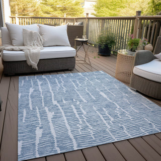 Piper Looms Chantille Lines ACN830 Blue Machine Washable Area Rug Outdoor Lifestyle Image Feature