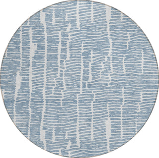 Piper Looms Chantille Lines ACN830 Blue Machine Washable Area Rug Round Main Image