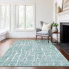 Piper Looms Chantille Lines ACN830 Teal Machine Washable Area Rug Lifestyle Image Feature