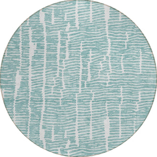 Piper Looms Chantille Lines ACN830 Teal Machine Washable Area Rug Round Main Image
