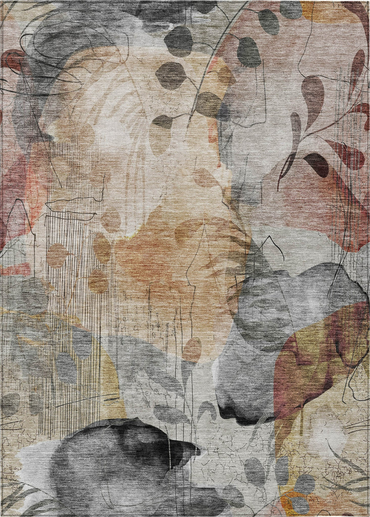 Piper Looms Chantille Floral ACN832 Terracotta Machine Washable Area Rug main image