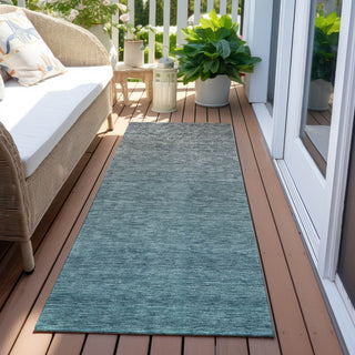 Piper Looms Chantille Ombre ACN833 Teal Machine Washable Area Rug Runner Outdoor Lifestyle Image Feature
