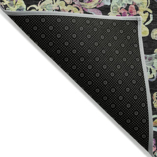 Piper Looms Chantille Paisley ACN834 Black Machine Washable Area Rug Backing Image