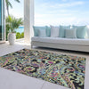 Piper Looms Chantille Paisley ACN834 Black Machine Washable Area Rug Outdoor Lifestyle Image Feature
