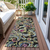 Piper Looms Chantille Paisley ACN834 Black Machine Washable Area Rug Runner Outdoor Lifestyle Image Feature