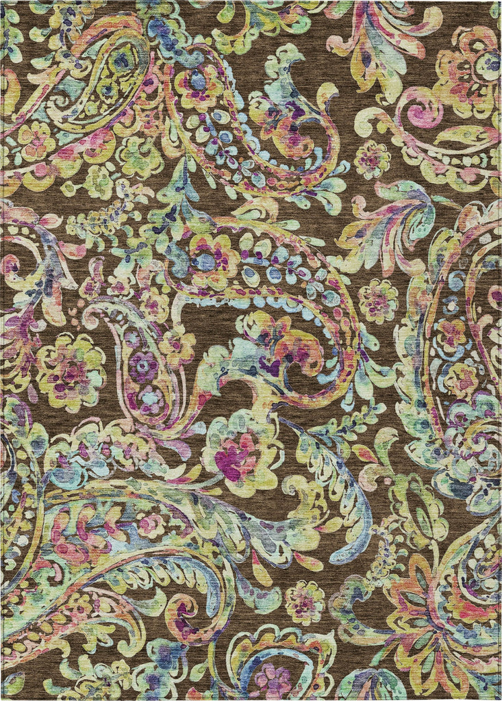 Piper Looms Chantille Paisley ACN834 Chocolate Machine Washable Area Rug main image