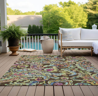 Piper Looms Chantille Paisley ACN834 Chocolate Machine Washable Area Rug Outdoor Lifestyle Image Feature