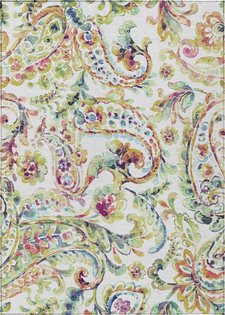 Piper Looms Chantille Paisley ACN834 Ivory Machine Washable Area Rug main image