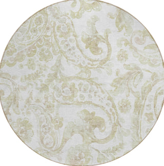 Piper Looms Chantille Paisley ACN835 Beige Machine Washable Area Rug Round Main Image