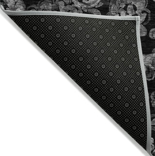 Piper Looms Chantille Paisley ACN835 Black Machine Washable Area Rug Backing Image