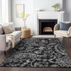 Piper Looms Chantille Paisley ACN835 Black Machine Washable Area Rug Lifestyle Image Feature