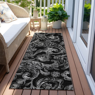 Piper Looms Chantille Paisley ACN835 Black Machine Washable Area Rug Runner Outdoor Lifestyle Image Feature
