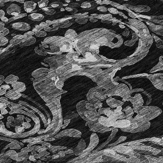 Piper Looms Chantille Paisley ACN835 Black Machine Washable Area Rug Swatch Image
