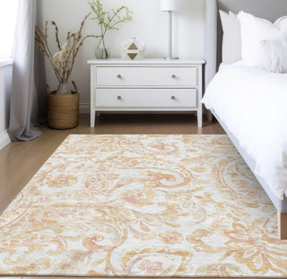 Piper Looms Chantille Paisley ACN835 Coral Machine Washable Area Rug Lifestyle Image Feature