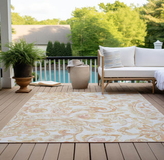 Piper Looms Chantille Paisley ACN835 Coral Machine Washable Area Rug Outdoor Lifestyle Image Feature
